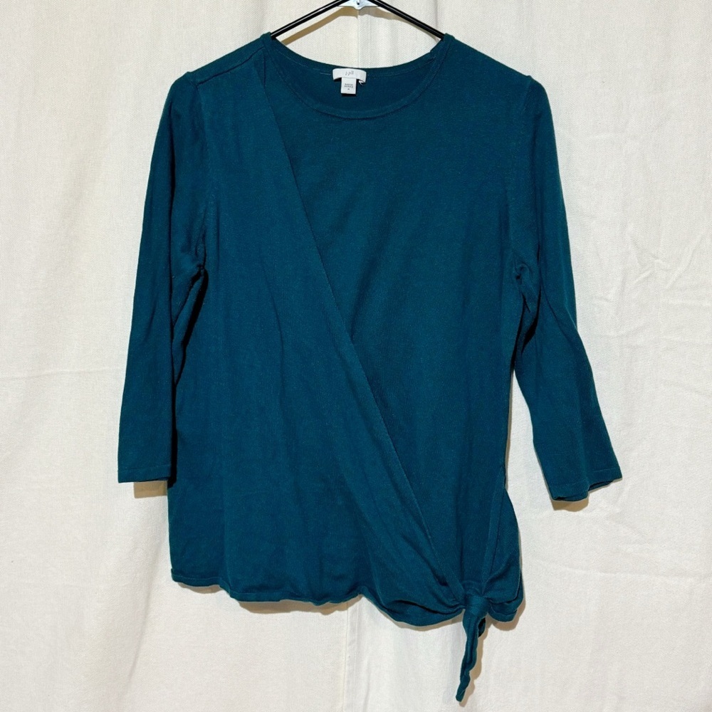 J. Jill // teal crossover tie waist sweater top size medium mar1